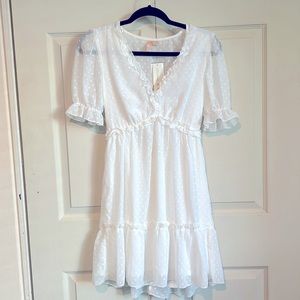 New with Tags Allison & Kelly White Lace Polka-dot Short Dress